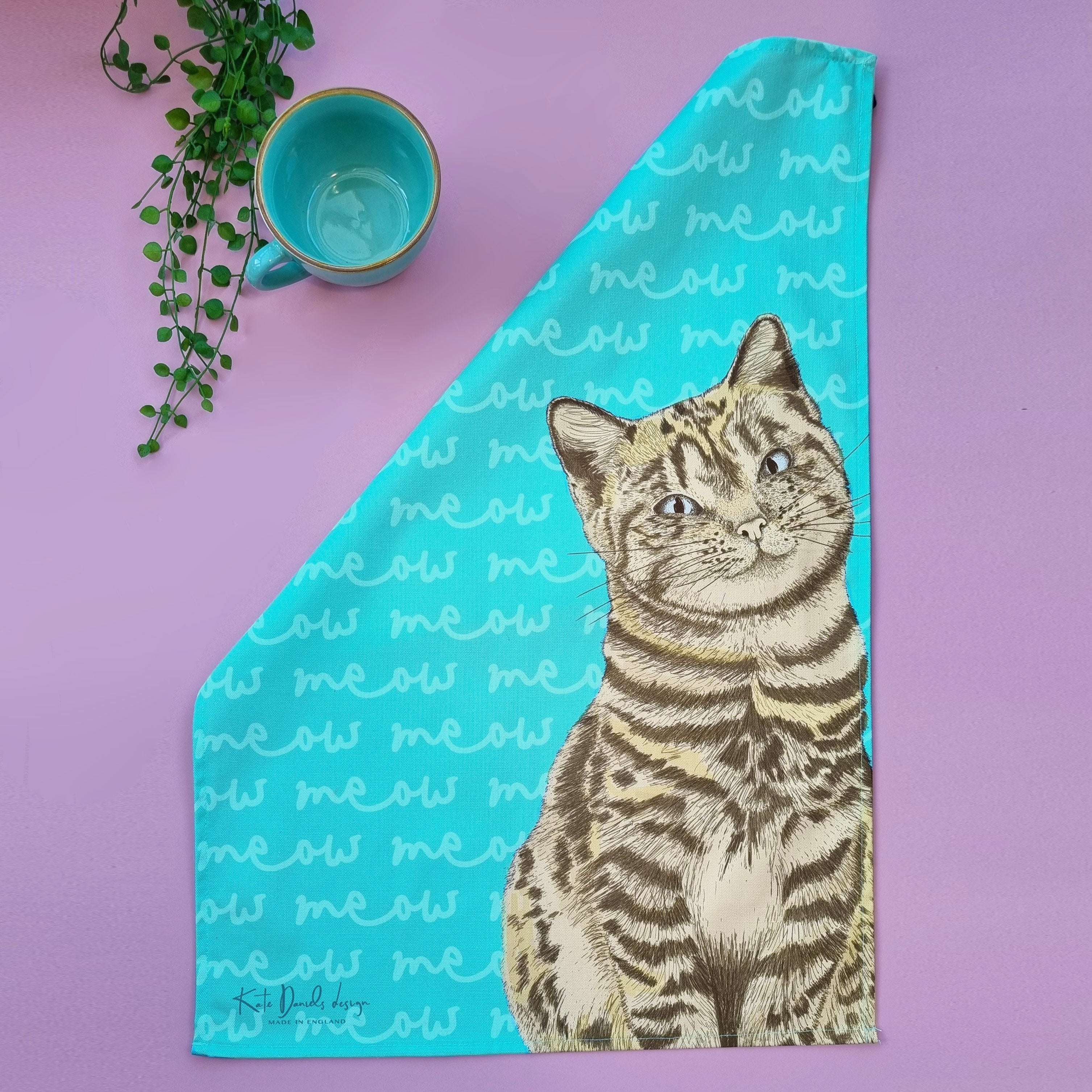 Geschirrtuch Mit Katzen-Motiv 'My Kitchen My Rules' – 69x46 Cm, Baumwolle-Polyester-Mix, Waschbar, Witziges Küchenaccessoire