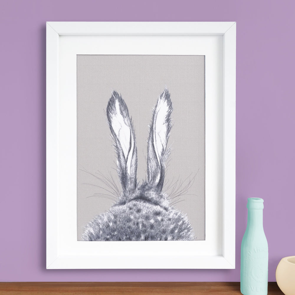 Hare Print 'The Runners no.1 Grey'