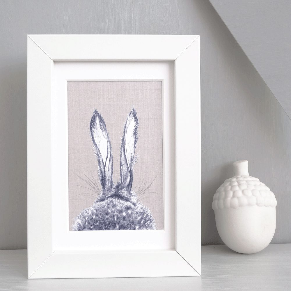 Hare Print 'The Runners no.1 Grey'