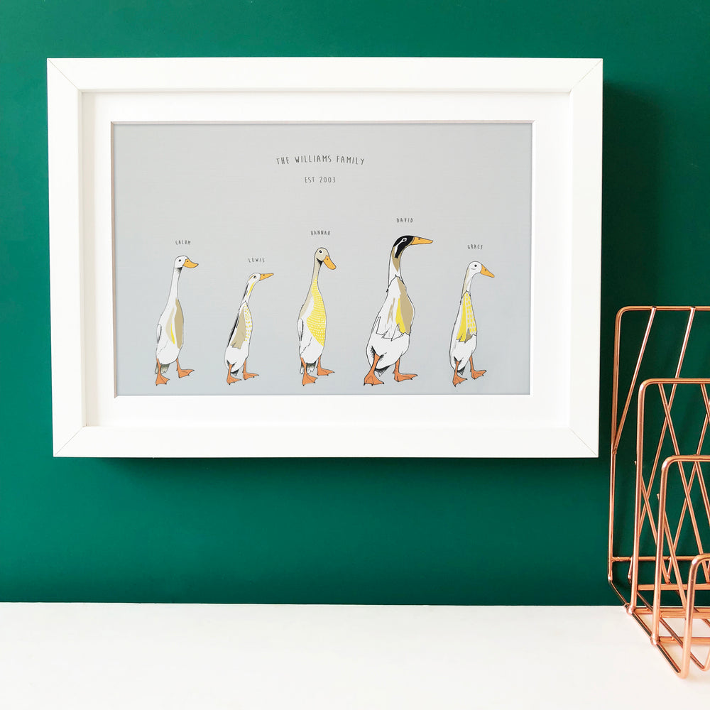 Personalised Family Print ‘The Runner Ducks Family’